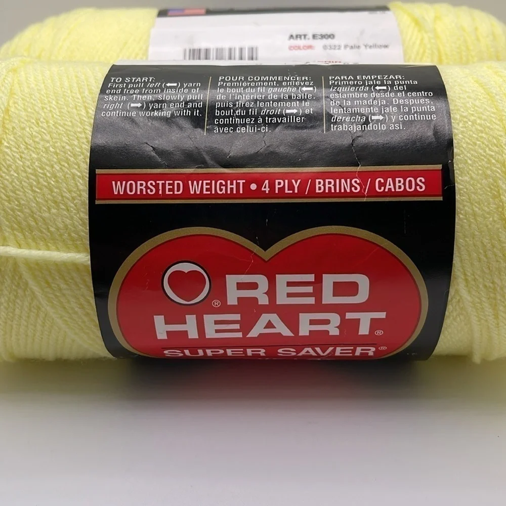 Red Heart Super Saver Yarn 8 oz Pale Yellow Lot of 2